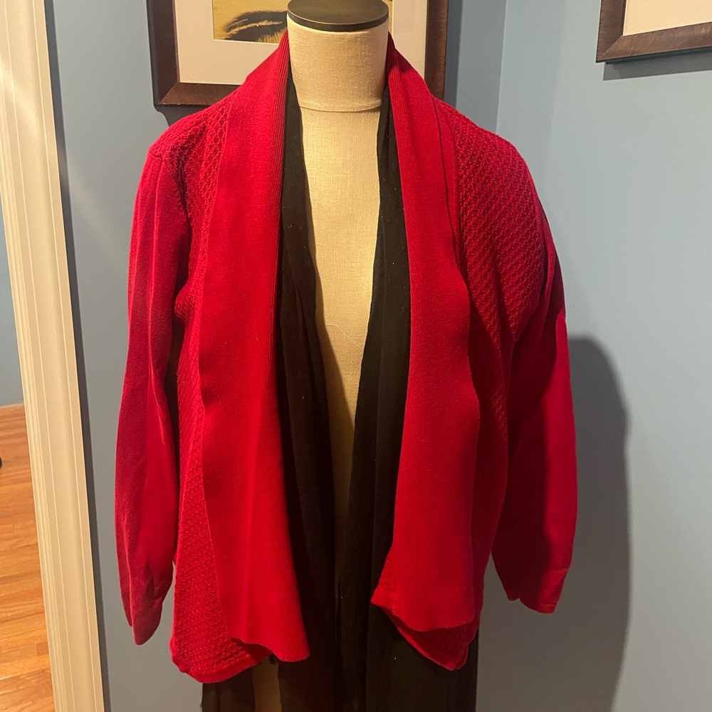 Women's Red Open-Front Sweater